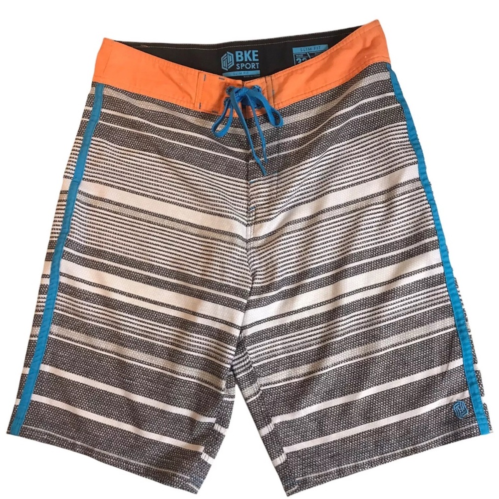 BKE Sport Men's Striped Swim Shorts - Orange and Blue